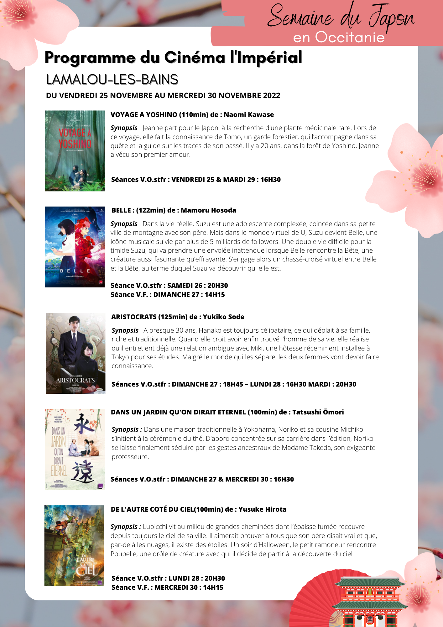 Semaine du Japon en Occitanie au Cinéma l’Impérial de Lamalou-les-Bains